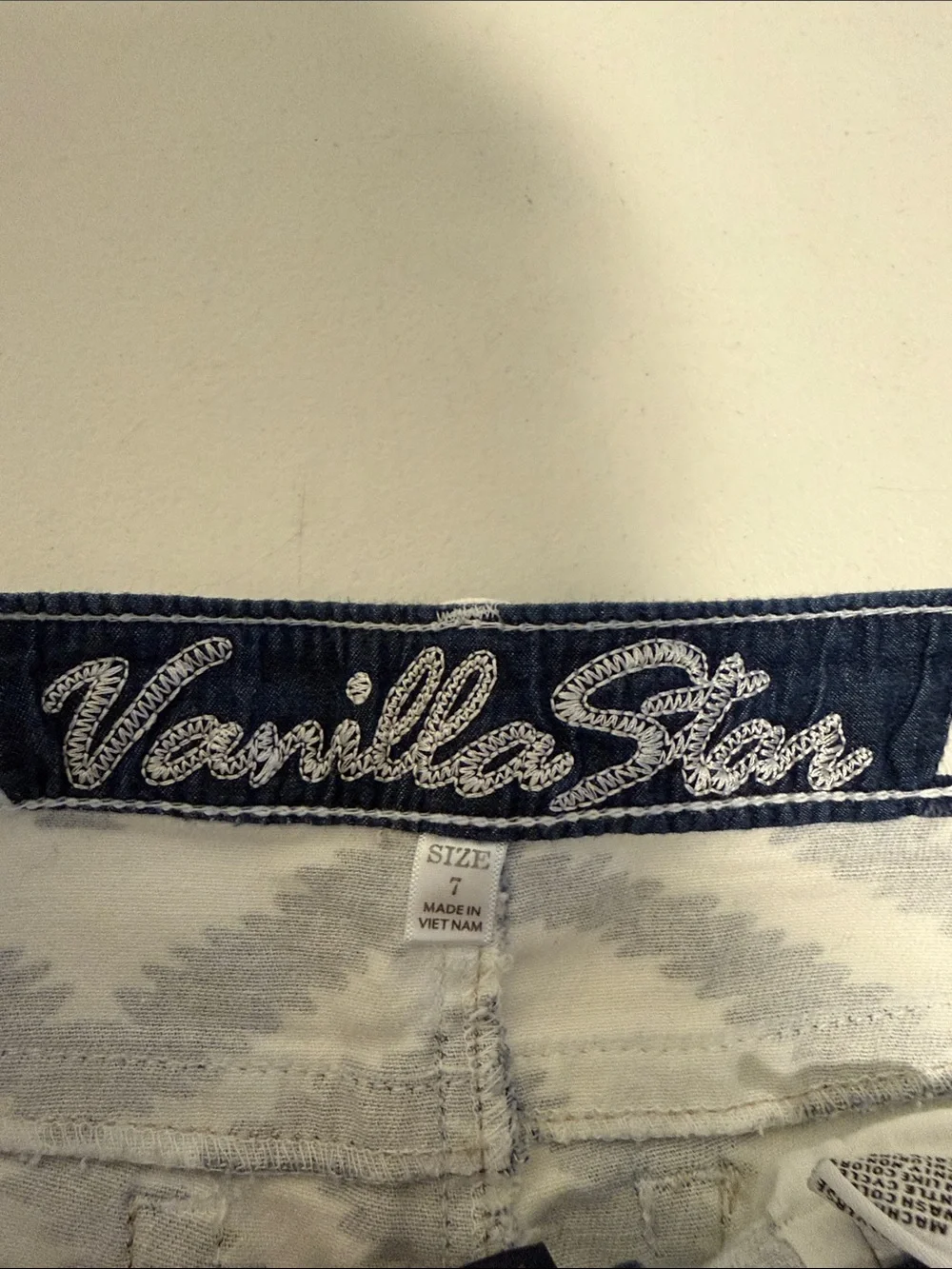 Vanilla Star Navy & White Zigzag Crochet Trim Jean Daisy Dukes Hot Wild Short 7